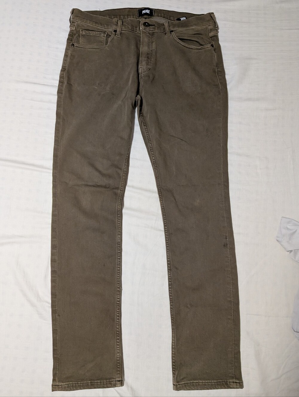PAIGE Jeans LENNOX Mens Denim Color Vintage Bay Leaf  Stretch Slim Fit, Waist 34